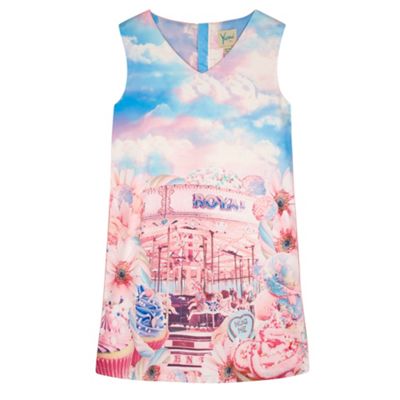 Yumi Girl Pink Carousel Print Shift Dress